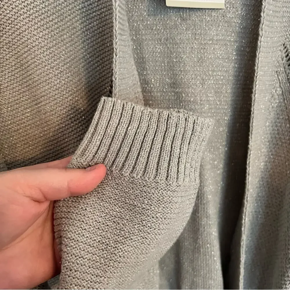 NWT Liz Claiborne Metallic Silver & Gray Open Front Cardigan Women's Size XXL - Picture 5 of 7